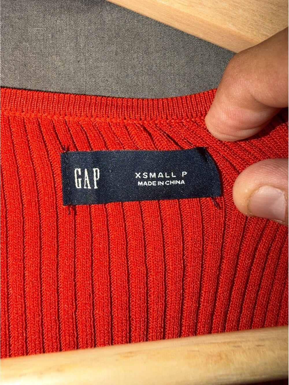 GAP Womens XS Orange Ribbed Knit Sweetheart Neck Cap Sleeve Midi Dress - Picture 2 of 6